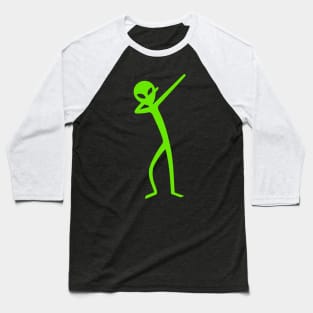 Dabbing Stick Figure - Green ALIEN Baseball T-Shirt